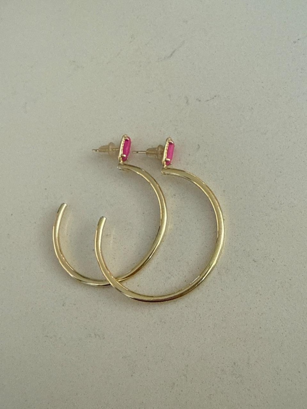 Kendra Scott Gold Hoop Earrings with Pink Stones